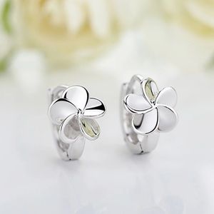 Silver Sterling stamp 925 Plumeria Mini Hoops